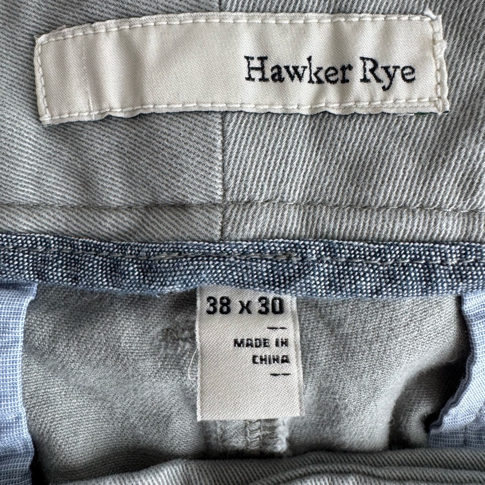 Hawker Rye Gray Blue Dress Pant Chino 38 x 30 Cotton Business straight leg relax - Picture 2 of 6